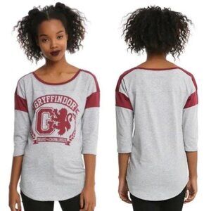 Harry Potter | Gryffindor Maroon & Gray 3/4 Sleeve Athletic Raglan | Size Small
